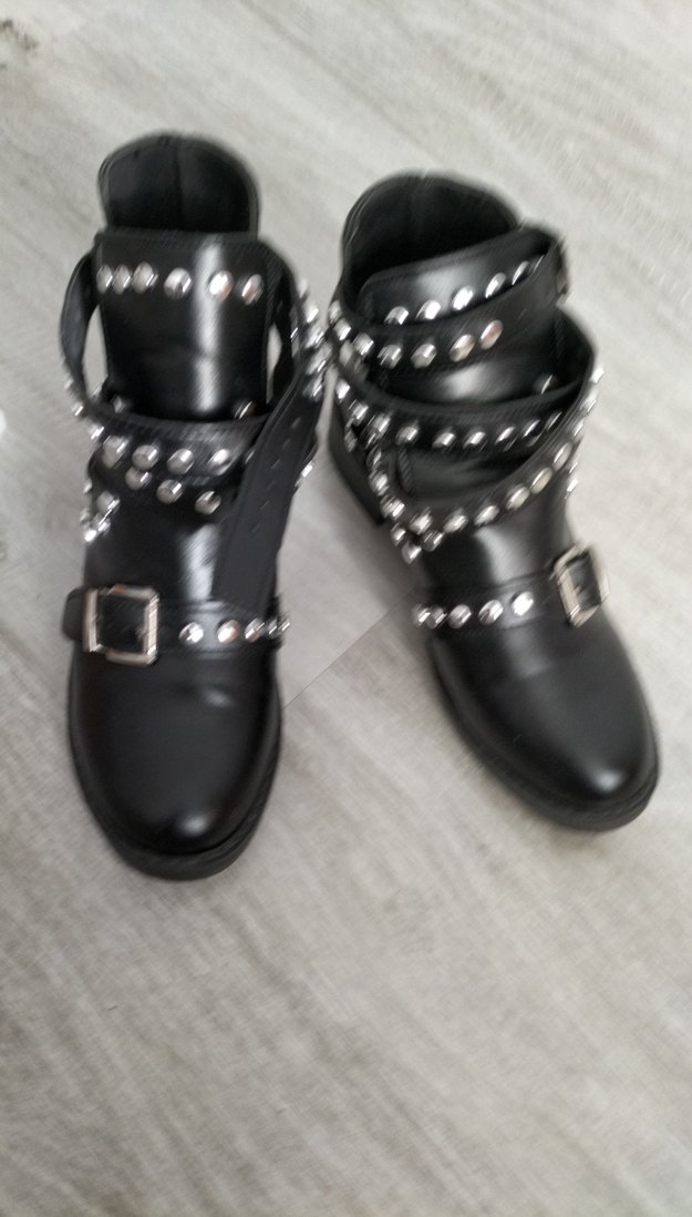 Siyah Deri Tokalı Rock Punk Botlar - Görsel 4