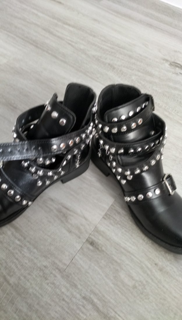 Siyah Deri Tokalı Rock Punk Botlar - Görsel 3