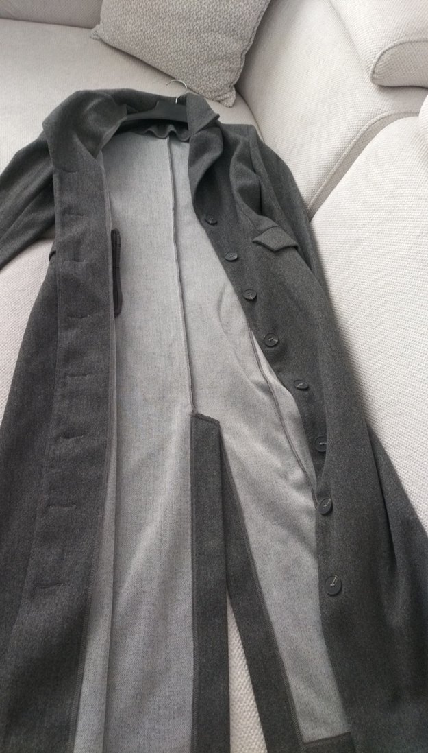 Düğmeli Uzun Antrasit Kaban - Görsel 4