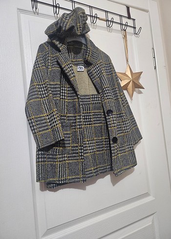 Gri Ekose Desenli Erkek Çocuk Yün Kaban - Görsel 6