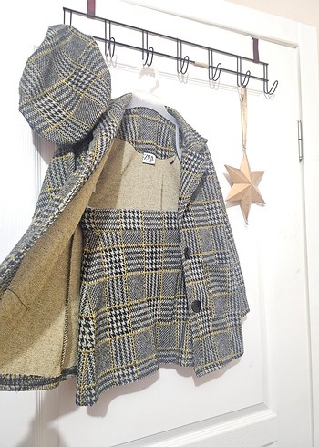 Gri Ekose Desenli Erkek Çocuk Yün Kaban - Görsel 5