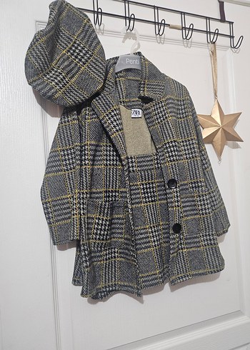 Gri Ekose Desenli Erkek Çocuk Yün Kaban - Görsel 7