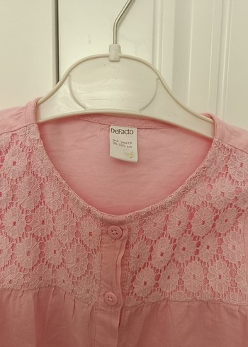 Düğmeli Pembe Kız Çocuk Uzun Kollu Gömlek - Görsel 3