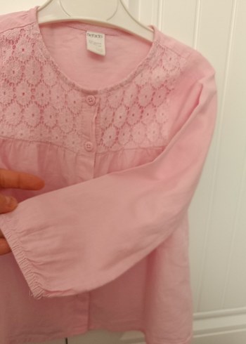 Düğmeli Pembe Kız Çocuk Uzun Kollu Gömlek - Görsel 2