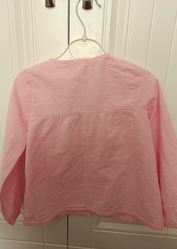 Düğmeli Pembe Kız Çocuk Uzun Kollu Gömlek - Görsel 4