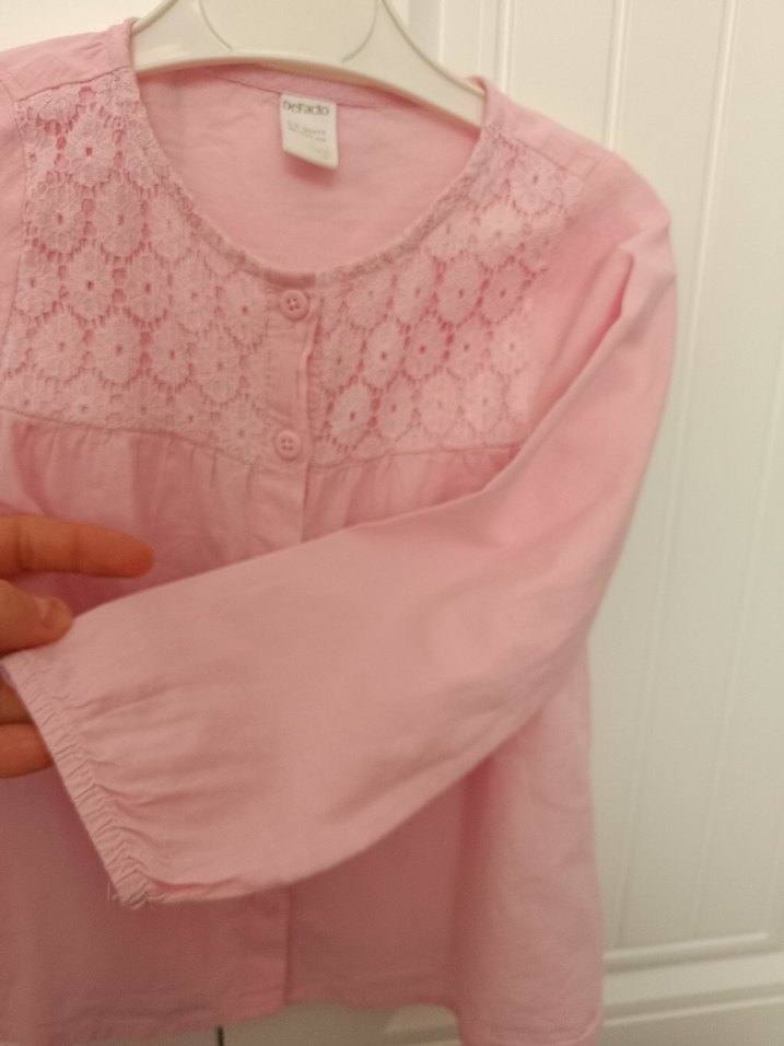 Düğmeli Pembe Kız Çocuk Uzun Kollu Gömlek - Görsel 2