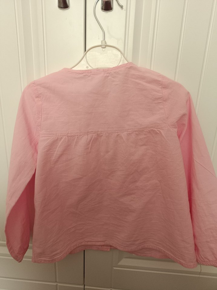 Düğmeli Pembe Kız Çocuk Uzun Kollu Gömlek - Görsel 4