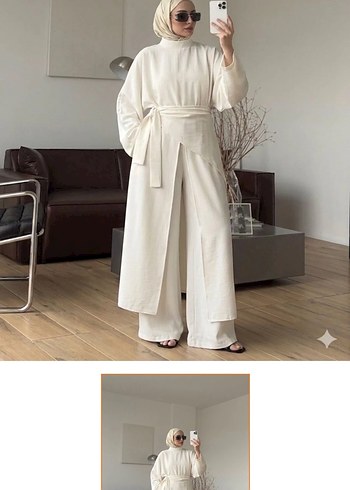 Zara Ekru Minimalist Tesettur Elbise