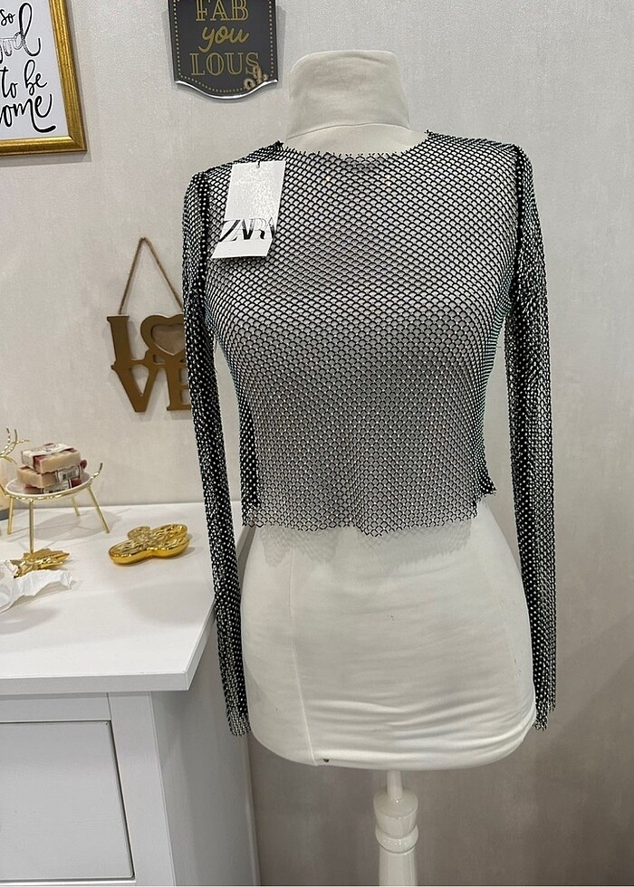 Zara Taşlı File Bluz - Görsel 2