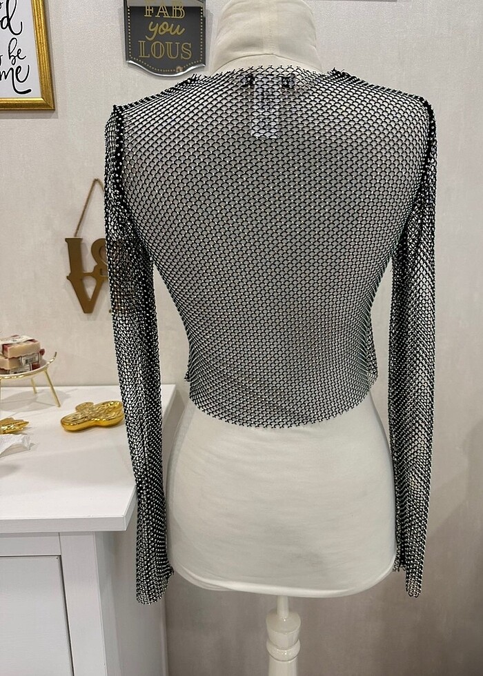 Zara Taşlı File Bluz - Görsel 4