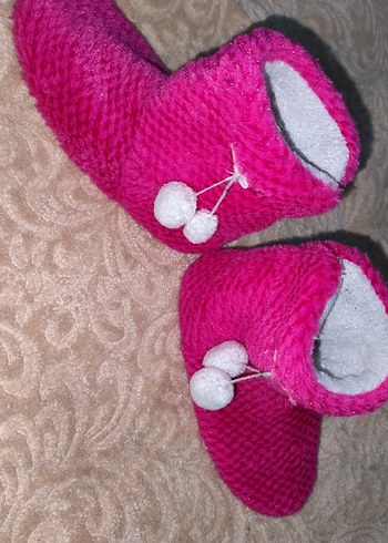 Kızlar İçin Pembe Sıcak Örgü Ev Terliği - Görsel 2