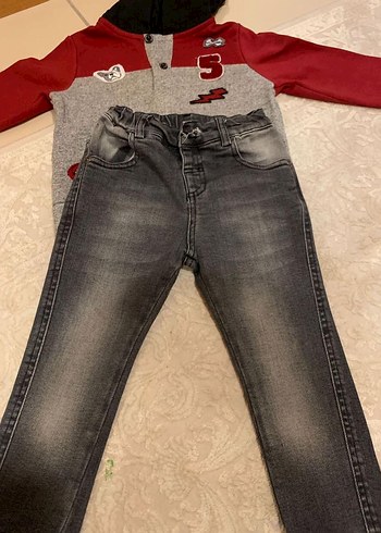 Panço Erkek Çocuk Kot Pantolon Sweatshirt Takım - Görsel 4