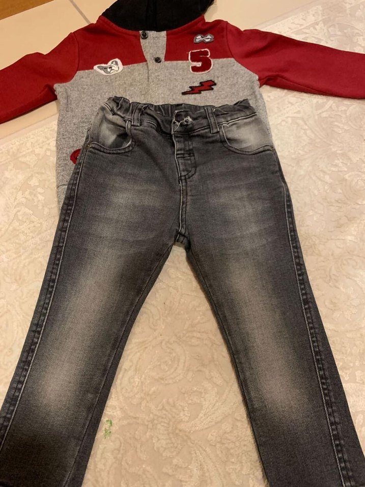 Panço Erkek Çocuk Kot Pantolon Sweatshirt Takım - Görsel 4