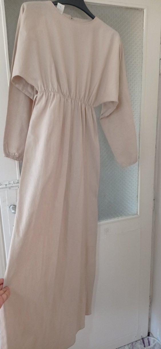 Bej Uzun Salaş Kadın Elbise - Görsel 2