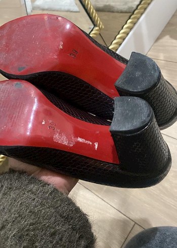 siyah Yılan Desenli  Topuklu ayakkabı - Görsel 4