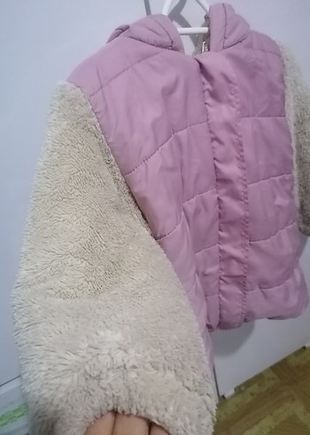 24-36 Ay Beden Kız Çocuk Peluş Kollu Pembe Mont