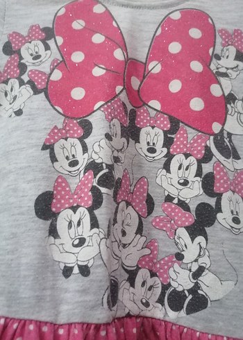 24-36 Ay Beden pembe Renk Kız Çocuk Uzun Kollu Minnie Mouse Elbise