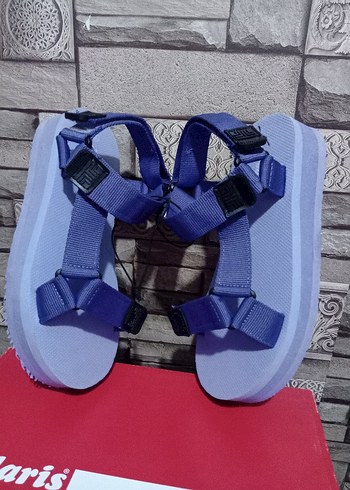 Polaris Mavi Kadın Günlük Cırt Cırtlı Sandalet