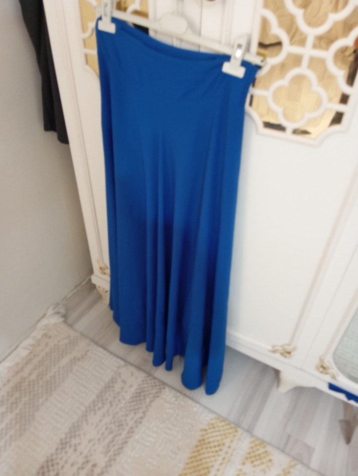 Mavi Piliseli Kadın Uzun Etek - Görsel 2