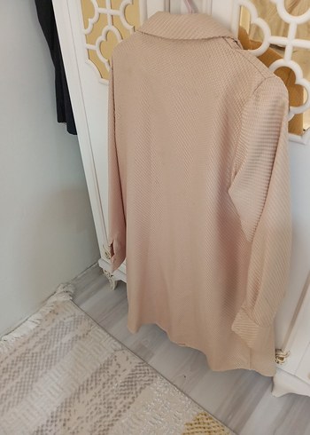 Bej Düğmeli Keten Kadın Gömlek - Görsel 2