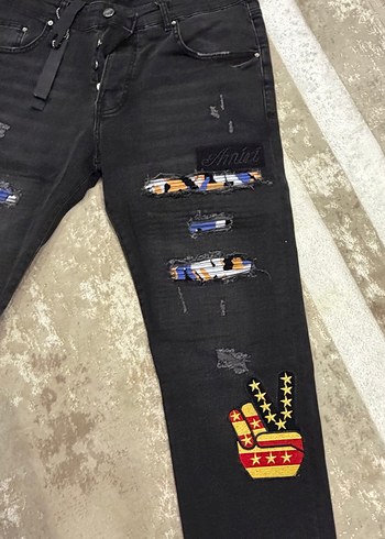 Orijinal amiri Siyah Erkek Kot Pantolon - Görsel 3