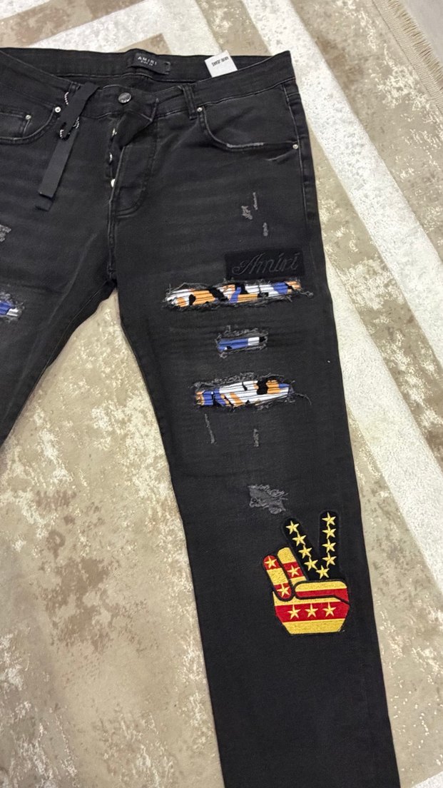 Orijinal amiri Siyah Erkek Kot Pantolon - Görsel 3