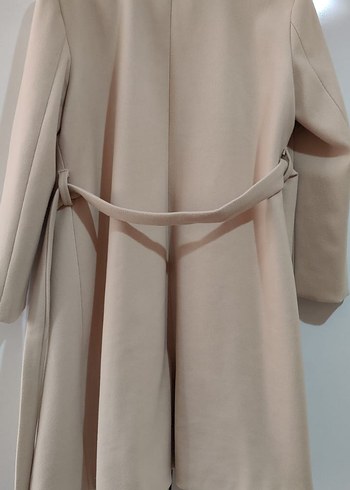 Bej Kadın Uzun Düğmeli Klasik Kaban - Görsel 2