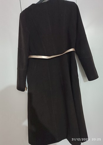 Kahverengi kemerli kaşe kaban - Görsel 10