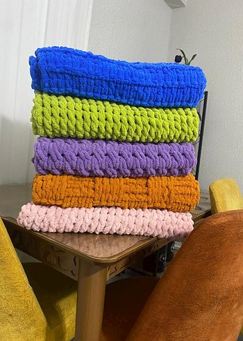 Çocuklar için renkli örgü battaniye - Görsel 2