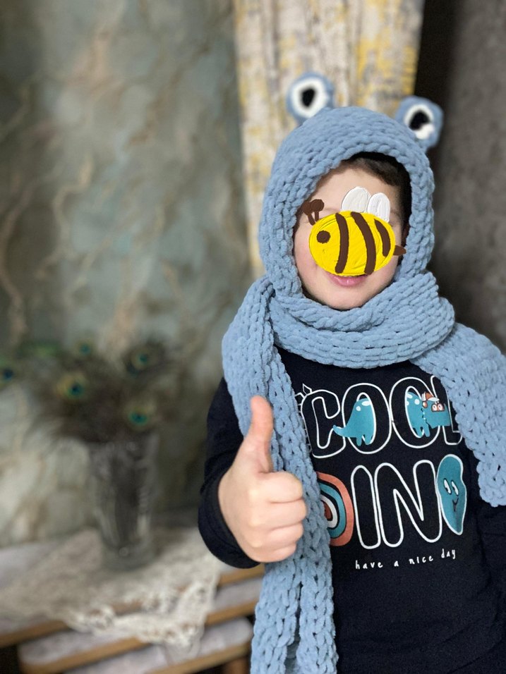 Yeşil Örgü Çocuk Bere atkılı - Görsel 2