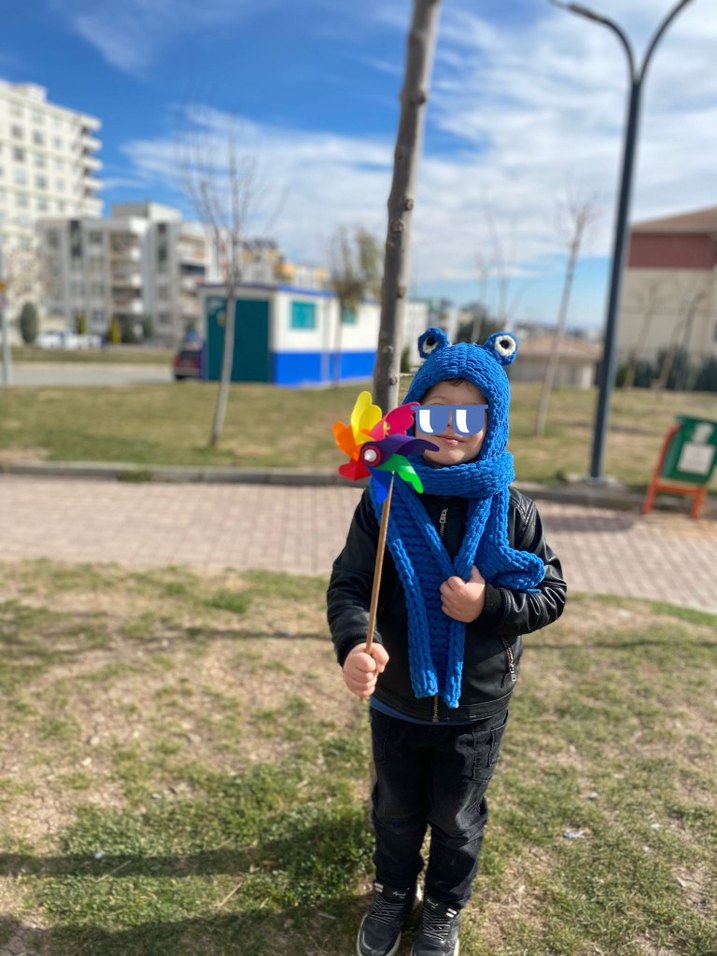 Yeşil Örgü Çocuk Bere atkılı - Görsel 3