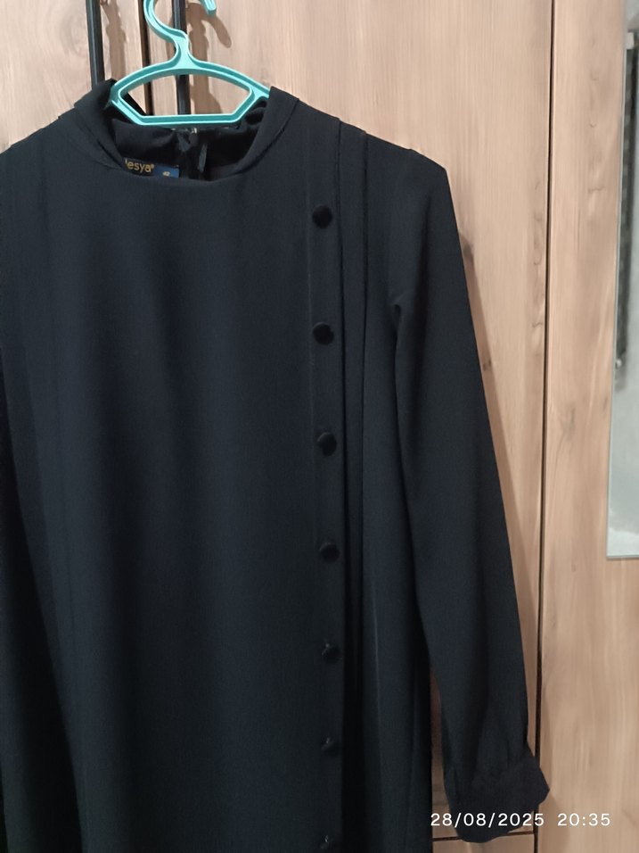 Düğmeli Siyah Uzun pantolon üstü - Görsel 4