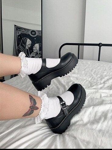39 Beden Siyah Oxford Harajuku Tarz Lolita Ayakkabı