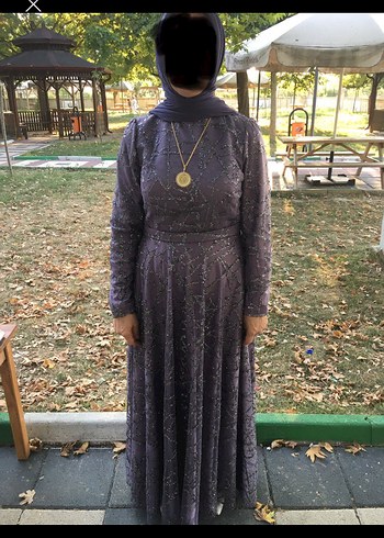 Mor Uzun Kollu Bohem Abiye Elbise - Görsel 4