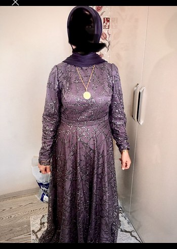 Mor Uzun Kollu Bohem Abiye Elbise - Görsel 3