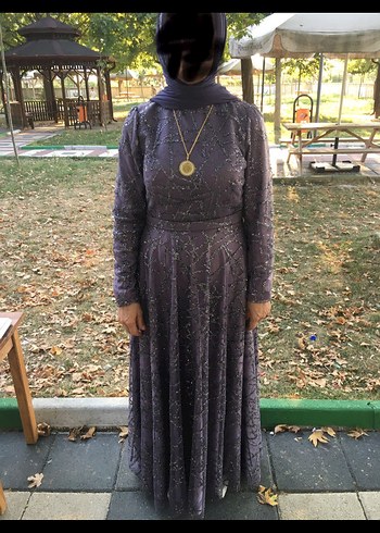 Mor Uzun Kollu Bohem Abiye Elbise - Görsel 5