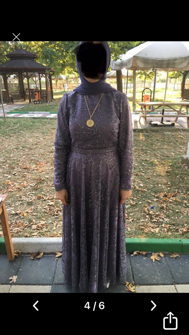 Mor Uzun Kollu Bohem Abiye Elbise - Görsel 4