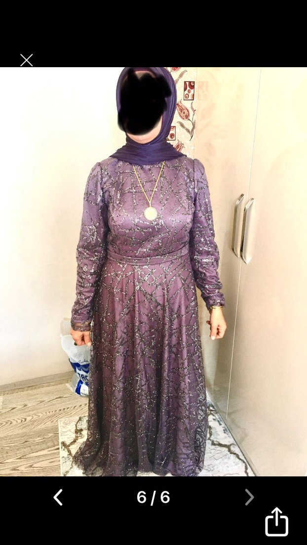 Mor Uzun Kollu Bohem Abiye Elbise - Görsel 2