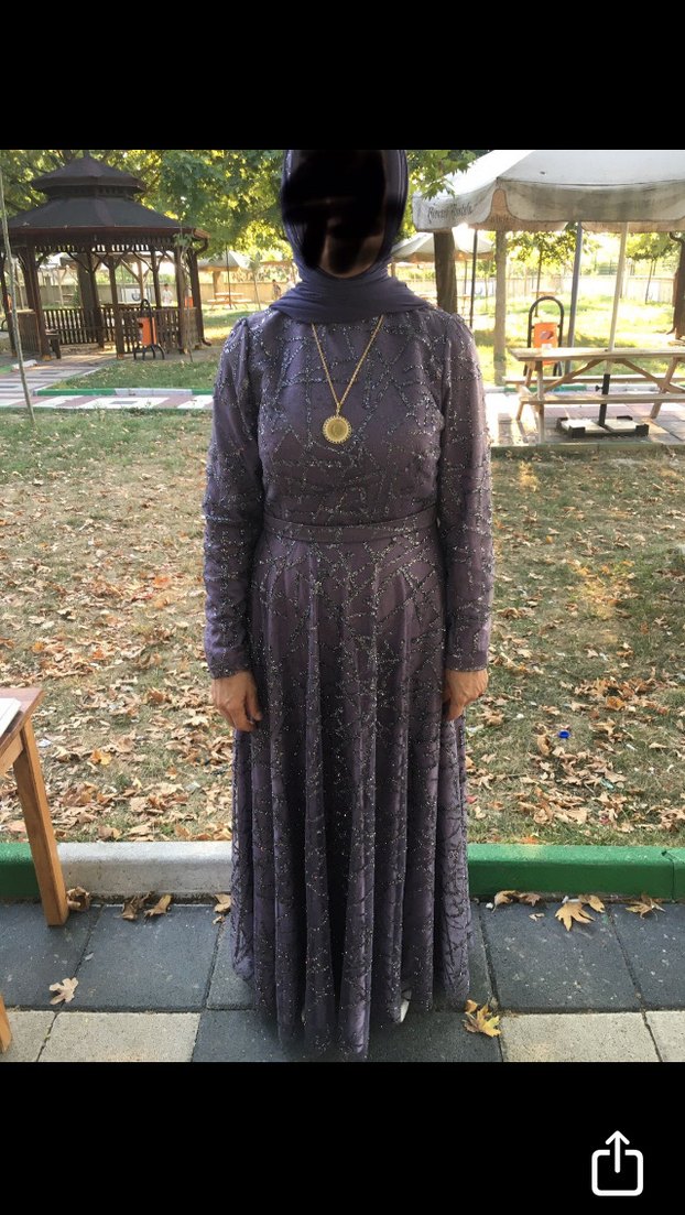 Mor Uzun Kollu Bohem Abiye Elbise - Görsel 5