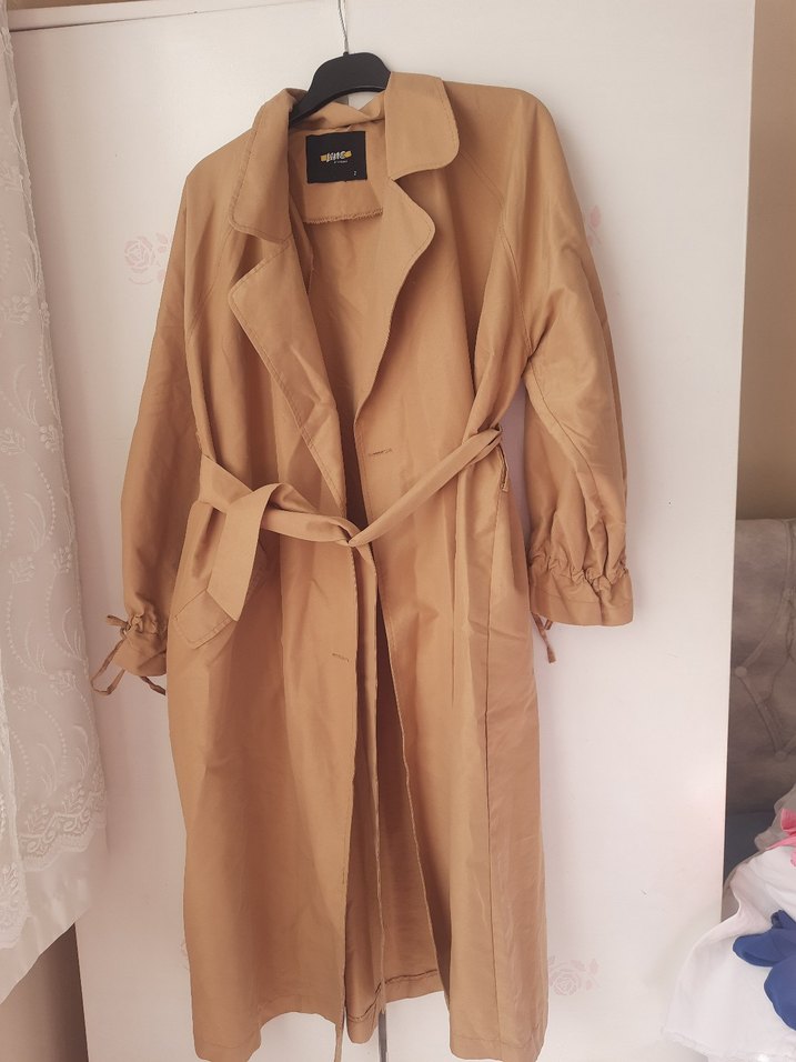 Taba Kadın Uzun Keten Trençkot - Görsel 3