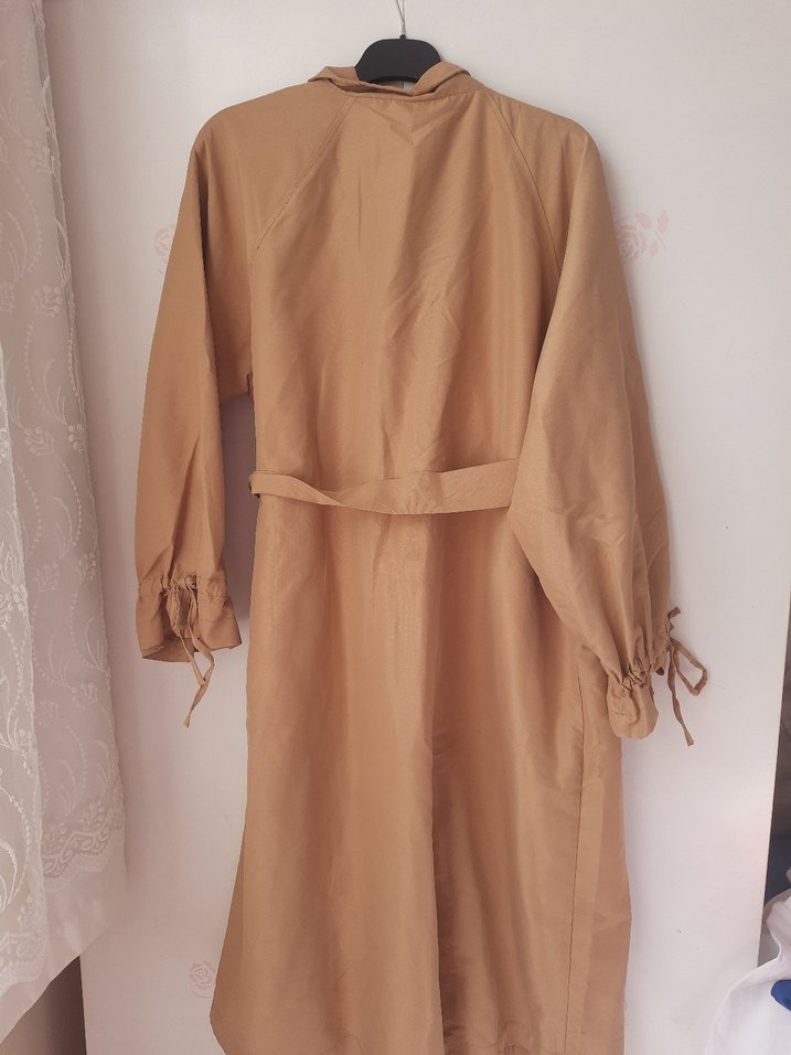 Taba Kadın Uzun Keten Trençkot - Görsel 2