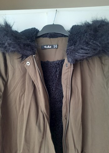 Kürklü Kapüşonlu Bej Kadın Parka tesettür - Görsel 2