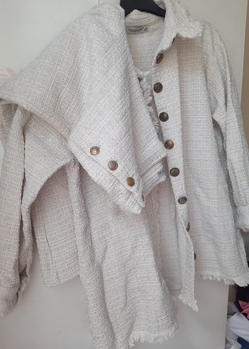 Beyaz simli tesettür takım - Görsel 2