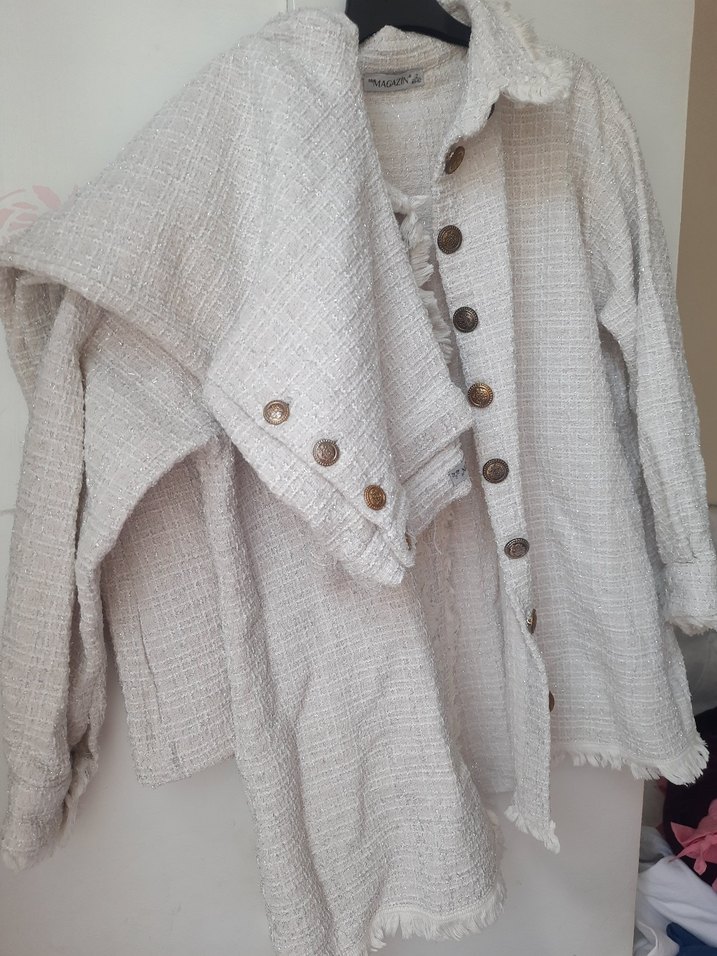 Beyaz simli tesettür takım - Görsel 2