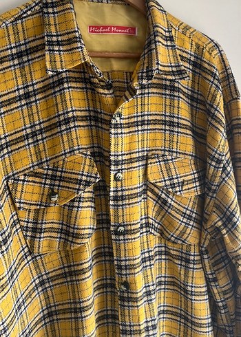American Vintage Sarı Ekose Desenli Uzun Kollu Unisex Vintage Gömlek
