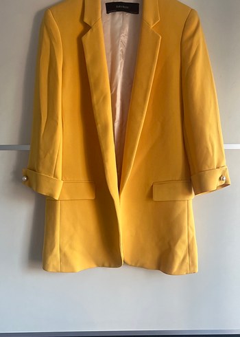Zara Canli Hardal Sarisi Blazer Ceket