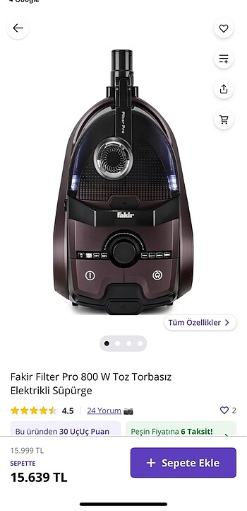 Fakir Filter Pro Elektrik Supurgesi