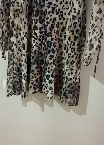 Leopar şifon elbise - Görsel 4