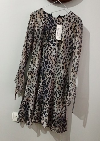 Leopar şifon elbise - Görsel 2