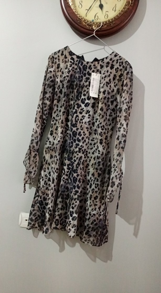 Leopar şifon elbise - Görsel 2